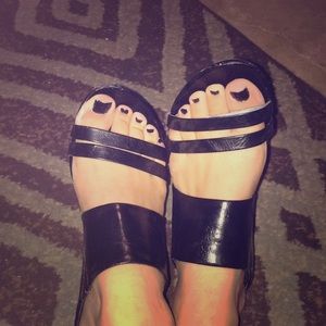 Unlisted Black Open-Toed Wedges